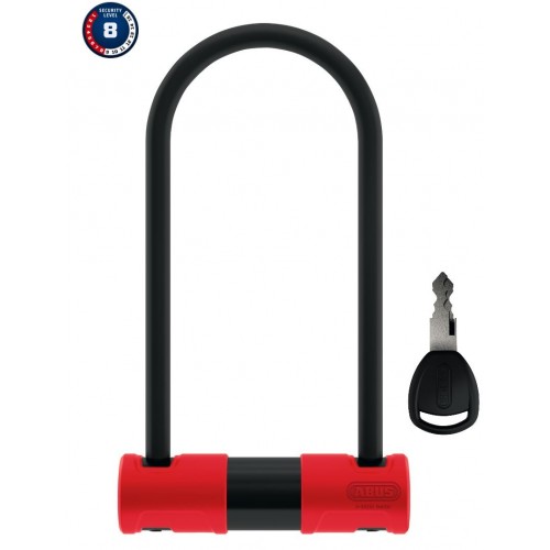 Abus U-Lock Alarm 440A bicycle lock with robust steel shackle and integrated alarm system, mounted on a bike frame